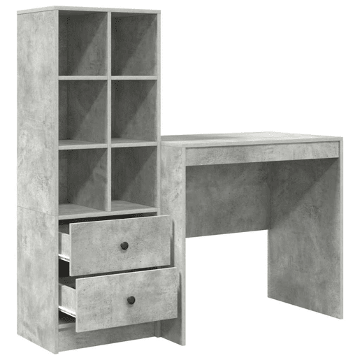 Secretária Escrivaninha de computador - com Armazenamento 2 pcs Cinzento 80 x 50 x 76 cm
