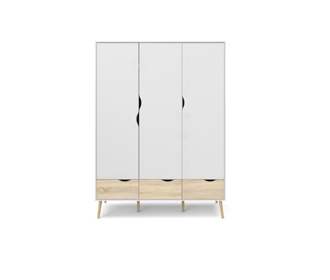 Armario 3 puertas, 3 cajones blanco y roble decorativo l147,2 cm - billund