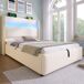 Cama con almacenaje de lino Cama con almacenaje de lino Beige