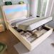 Cama con almacenaje de lino Cama con almacenaje de lino Beige