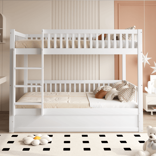 Cama beliche infantil 90*200 cm - Sistema hidráulico de arrumação, resistente e duradouro - Branco