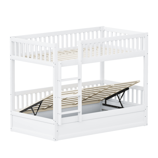 Cama beliche infantil 90*200 cm - Sistema hidráulico de arrumação, resistente e duradouro - Branco