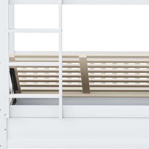 Cama beliche infantil 90*200 cm - Sistema hidráulico de arrumação, resistente e duradouro - Branco