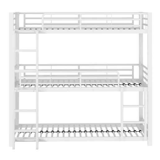 Cama beliche tripla em metal 90x200 cm - para crianças, adolescentes e adultos - branco