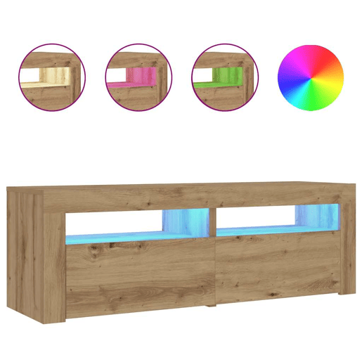 Lote de 2 Mesas De Cabeceira - Mesinhas De Cabeceira c LEDs 60x35x40 cm carvalho artesanal