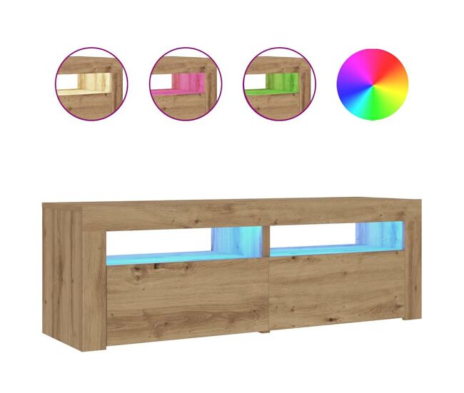 Juego de mesitas de noche mesillas de noche - luces leds roble artesanal 60x35x40 cm