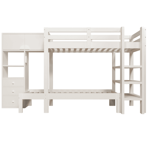 Beliche de madera maciza 90x200cm com luz led,branco