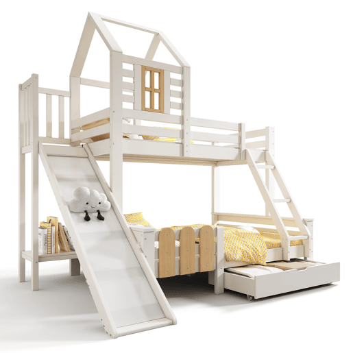 Beliche de madera maciza 140x200(90x200)cm,branco Beliche de madera maciza 140x200(90x200)cm,branco