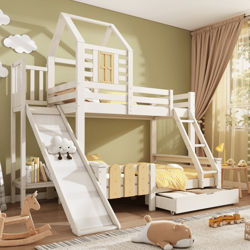 Beliche de madera maciza 140x200(90x200)cm,branco Beliche de madera maciza 140x200(90x200)cm,branco