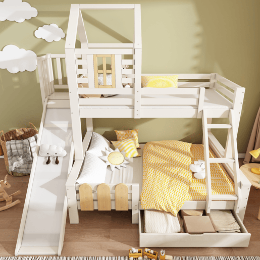 Beliche de madera maciza 140x200(90x200)cm,branco Beliche de madera maciza 140x200(90x200)cm,branco