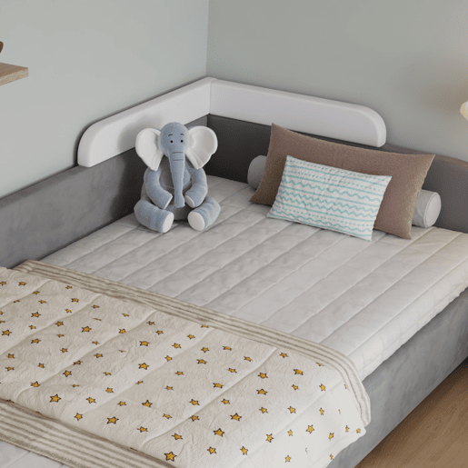 Cama com armazenamento,cama de criança de veludo 90x200cm,cinza