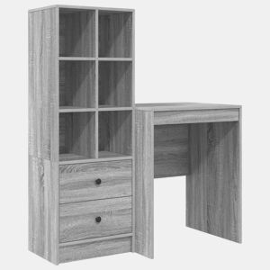 Secretária Escrivaninha de computador - com Armazenamento 2 pcs Sonoma cinzento 60 x 50 x 76 cm