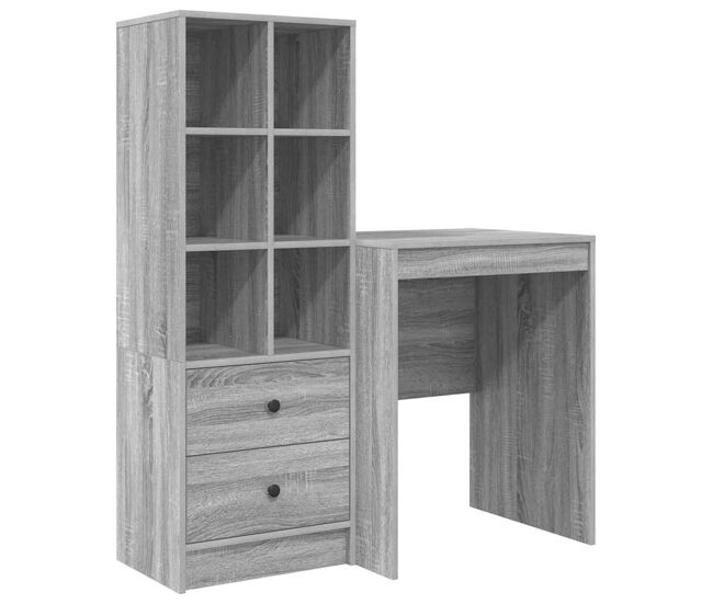 Escritorio - mesa de ordenador con almacenamiento 2 pcs gris sonoma 60 x 50 x 76 cm