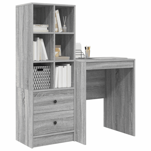 Secretária Escrivaninha de computador - com Armazenamento 2 pcs Sonoma cinzento 60 x 50 x 76 cm Secretária Escrivaninha de computador - com Armazenamento 2 pcs Sonoma cinzento 60 x 50 x 76 cm