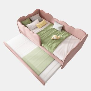 Cama gavetão de linho 90x190cm,rosa