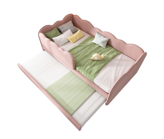Cama nido de lino 90x190cm,rosa