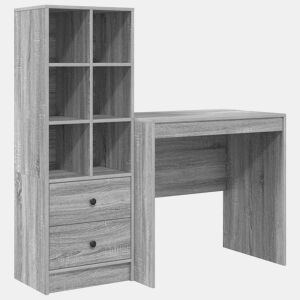 Secretária Escrivaninha de computador - com Armazenamento 2 pcs Sonoma cinzento 80 x 50 x 76 cm