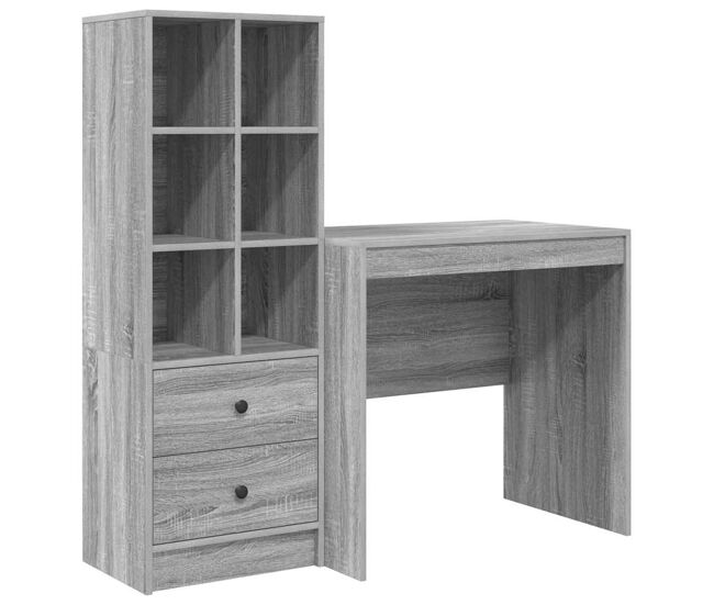 Escritorio - mesa de ordenador con almacenamiento 2 pcs gris sonoma 80 x 50 x 76 cm