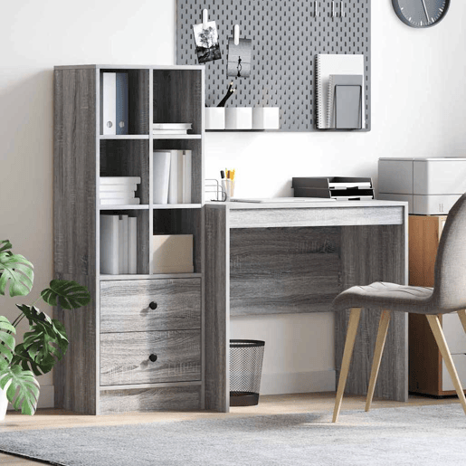 Secretária Escrivaninha de computador - com Armazenamento 2 pcs Sonoma cinzento 80 x 50 x 76 cm Secretária Escrivaninha de computador - com Armazenamento 2 pcs Sonoma cinzento 80 x 50 x 76 cm