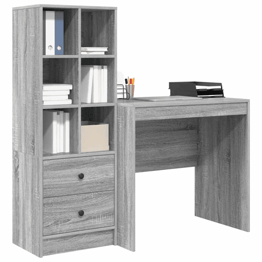 Secretária Escrivaninha de computador - com Armazenamento 2 pcs Sonoma cinzento 80 x 50 x 76 cm Secretária Escrivaninha de computador - com Armazenamento 2 pcs Sonoma cinzento 80 x 50 x 76 cm