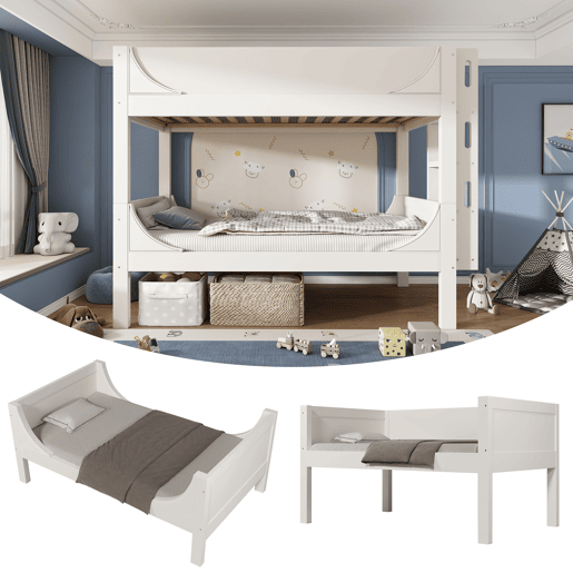 Beliche de madera maciza 90x200cm,branco
