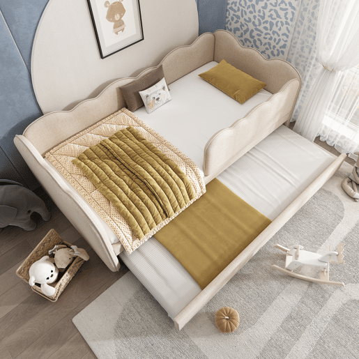 Cama gavetão de linho 90x190cm,bege
