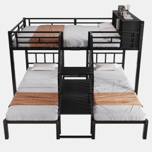 Beliche tripla de metal 140x200(90x200)cm,preto