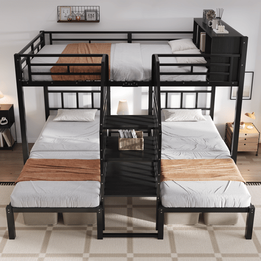 Beliche tripla de metal 140x200(90x200)cm,preto