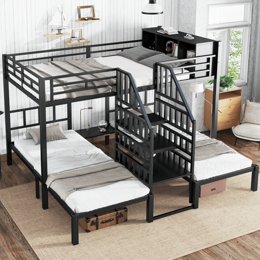 Beliche tripla de metal 140x200(90x200)cm,preto