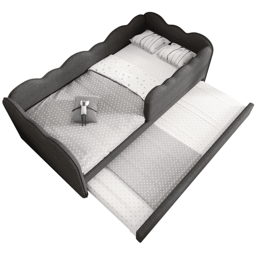 Cama gavetão de linho 90x190cm,cinza