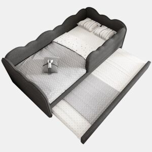 Cama gavetão de linho 90x190cm,cinza