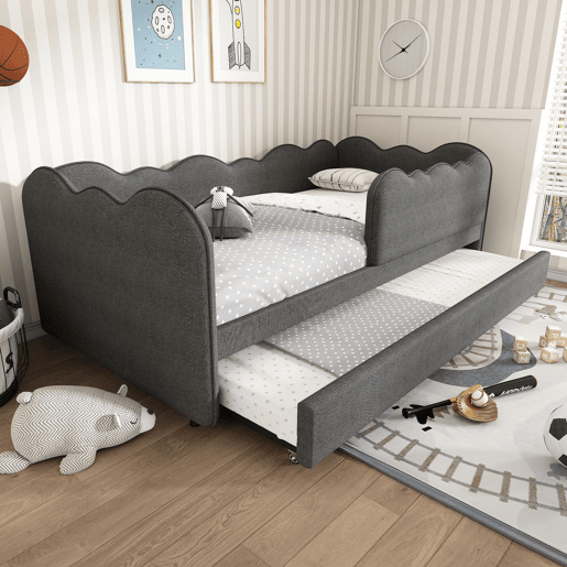 Cama gavetão de linho 90x190cm,cinza