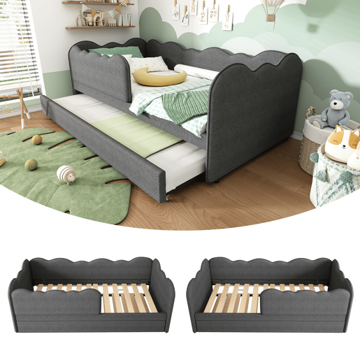 Cama gavetão de linho 90x190cm,cinza