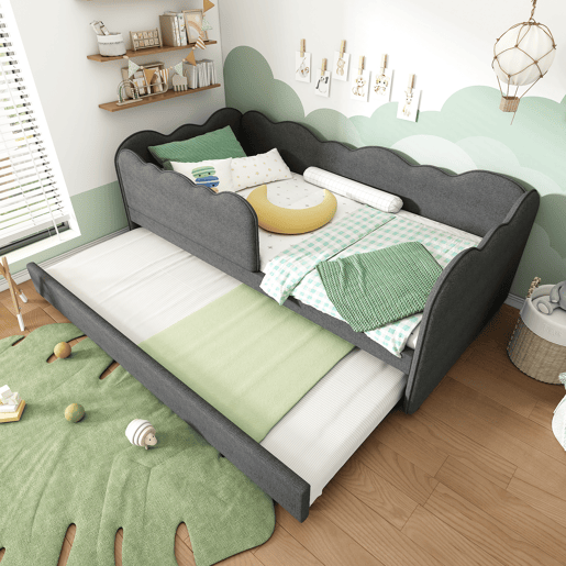 Cama gavetão de linho 90x190cm,cinza