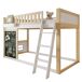 Cama alta de madera de pino Cama alta de madera de pino Natural/ Blanco