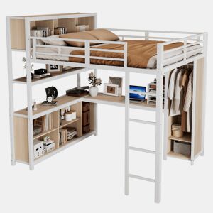 Cama alta,cama de criança de metal 140x200cm,branco