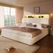 Cama con almacenaje de terciopelo 185x211 Cama con almacenaje de terciopelo 185x211 Beige
