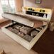 Cama con almacenaje de terciopelo 185x211 Cama con almacenaje de terciopelo 185x211 Beige