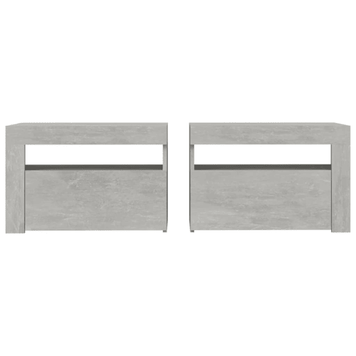 Lote de 2 Mesas De Cabeceira - Mesinhas De Cabeceira c luzes LED 60x35x40 cm cinzento cimento