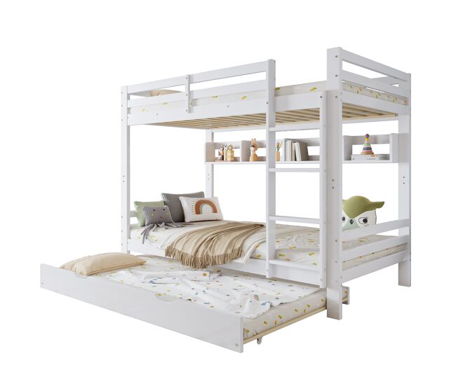 Litera infantil de madera de pino 90x200cm,blanco