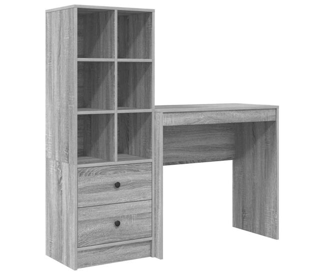 Escritorio - mesa de ordenador con almacenamiento 2 pcs gris sonoma 80 x 40 x 76 cm