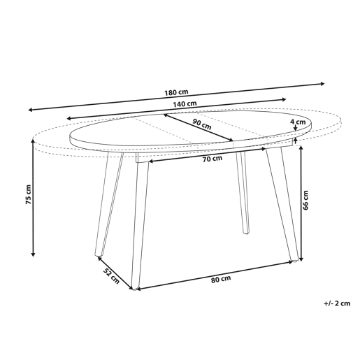 Beliani Mesa de jantar extensÃvel DUTTON Beliani Mesa de jantar extensÃvel DUTTON