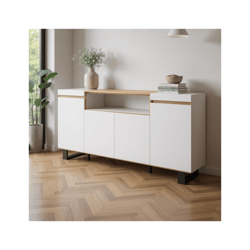 Aparador Kavos Up Blanco - Roble Nude 203 x 87 x 34,6 cm