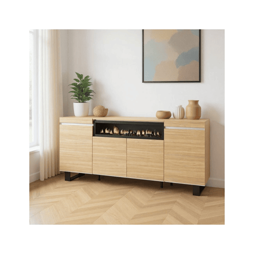 Aparador Kavos Up Lareira Roble Nude - Blanco 203 x 87 x 34,6 cm