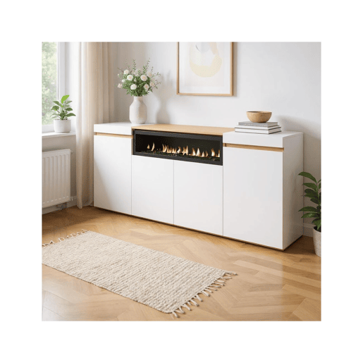 Aparador Kavos Lareira Blanco - Roble Nude 203 x 75 x 34,6 cm