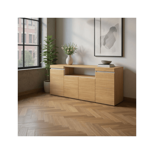Aparador Kavos Roble Nude - Blanco 203 x 75 x 34,6 cm