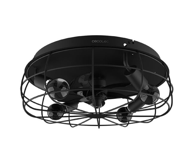 Cecotec ventilador de techo con luz lampaero 600 iron design. 20w, motor dc, lámpara, 5 aspas de 11"