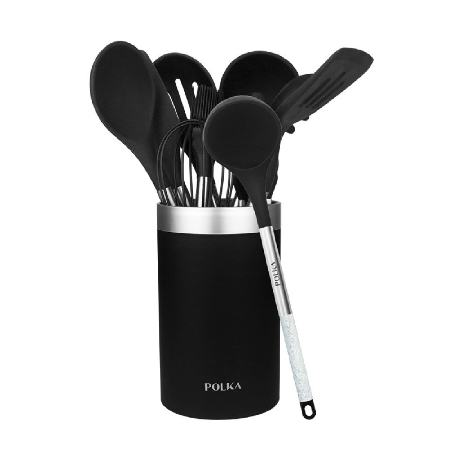 Set de 9 utensilios de cocina Cecotec Polka Excellence Force mango soft touch negro