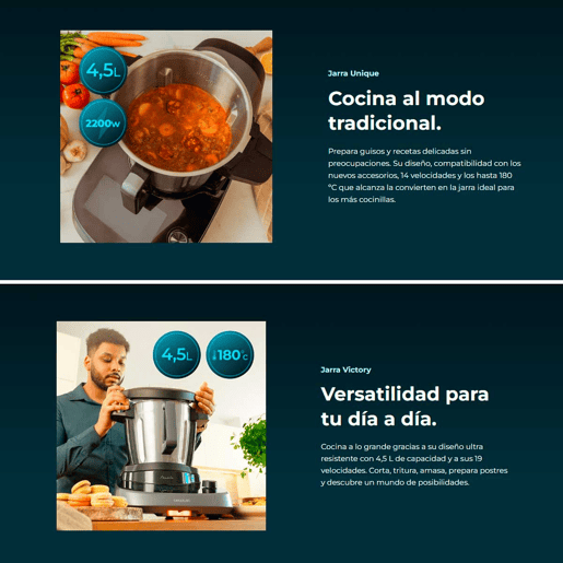Cecotec Robô de cozinha multifunções com distribuidor de alimentos.