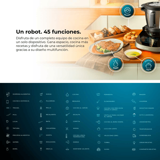 Cecotec Robô de cozinha multifunções com distribuidor de alimentos.